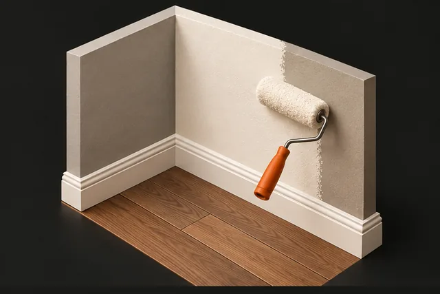 Illustration of precise paint, wall and baseboard finishes